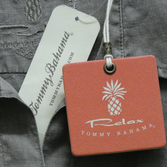 NWT Tommy Bahama Elephant Tan Two Palms 100% Linen Button Shirt Size XS - Picture 3 of 5